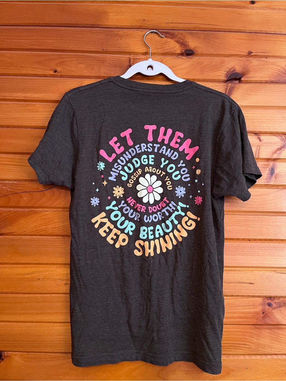 LET THEM Graphic Tee - Dark Gray Women’s Shirt - Picture 2 of 2